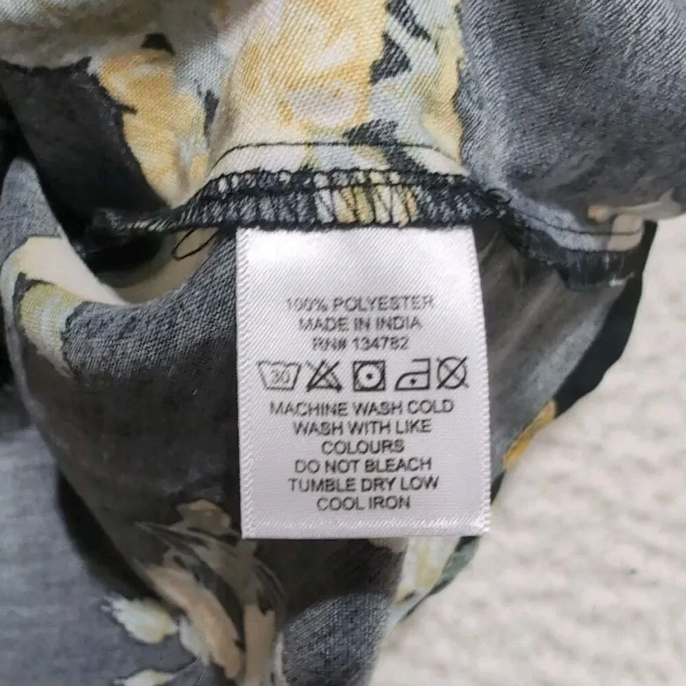 Indulge Black Yellow Floral Baby Doll Blouse Top Dress Size XL Square Neckline